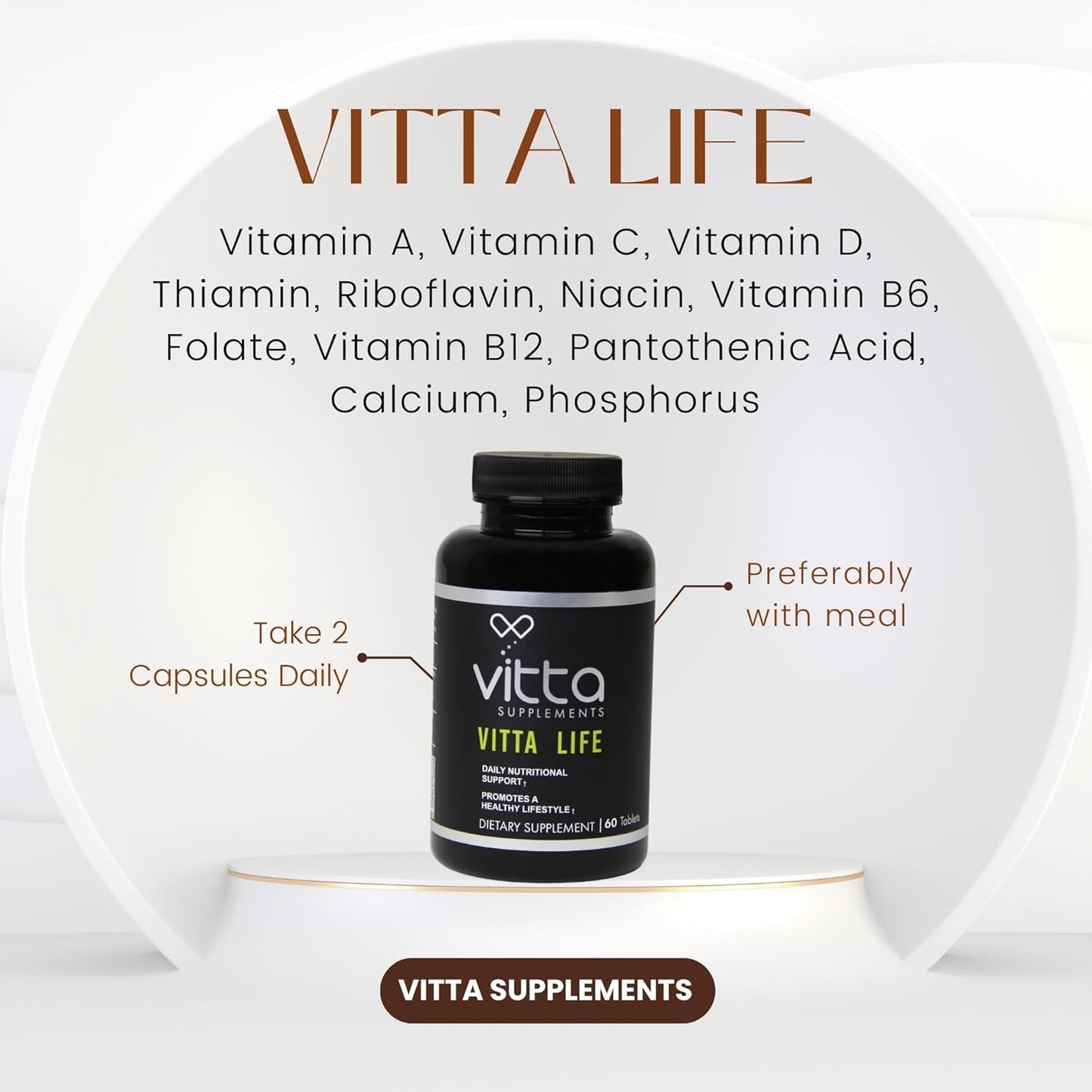 Vitta Life Tabs Multivitamin with Vitamin A, C, D, B1, B2, B6, B12, Pantothenic Acid, Calcium, Phosphorus - 60 Tabs