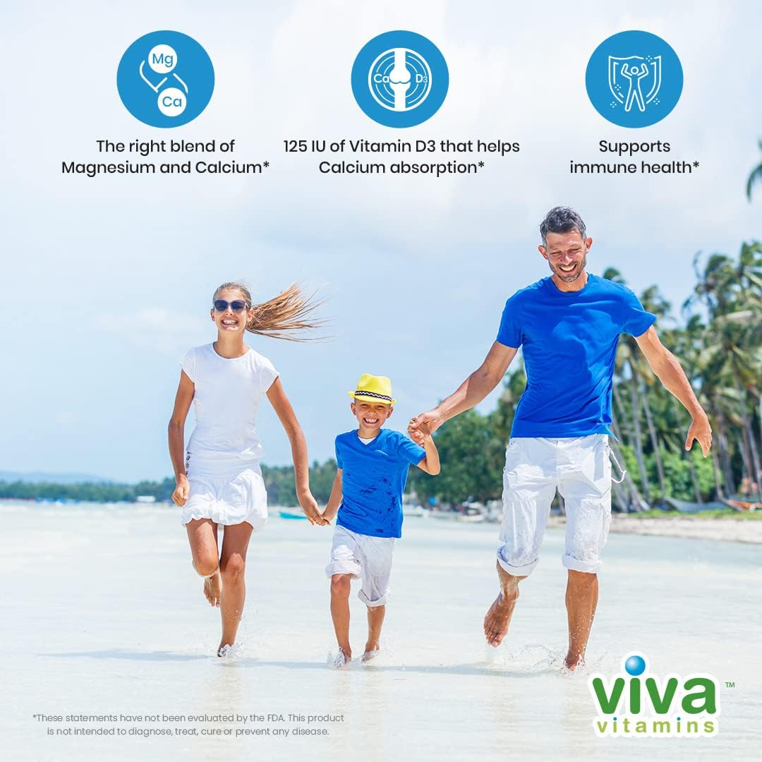 Viva Vitamins CalMagD - Calcium 600 Magnesium 300 Plus Vitamin D3 Supplement - Vegan Bone, Teeth, and Joint Support - 250 Tablets