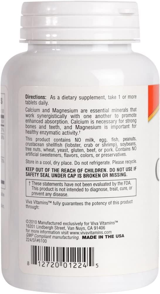 Viva Vitamins CalMagD - Calcium 600 Magnesium 300 Plus Vitamin D3 Supplement - Vegan Bone, Teeth, and Joint Support - 250 Tablets