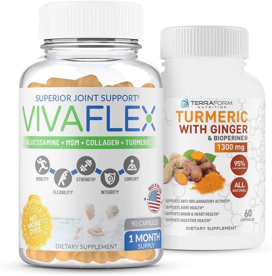 Vivaflex Plus Turmeric Curcumin & Ginger Combo Pack - Supports Joint & Knee Relief - 30 Day Supply