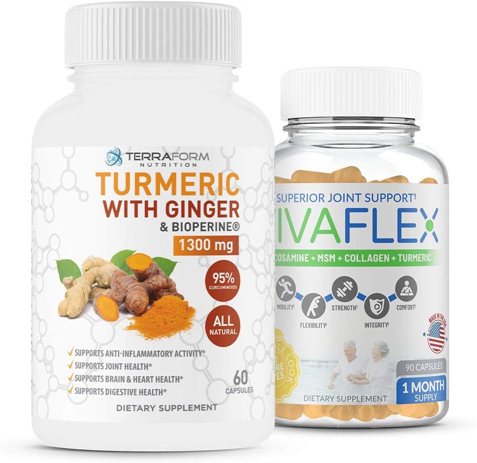 Vivaflex Plus Turmeric Curcumin & Ginger Combo Pack - Supports Joint & Knee Relief - 30 Day Supply