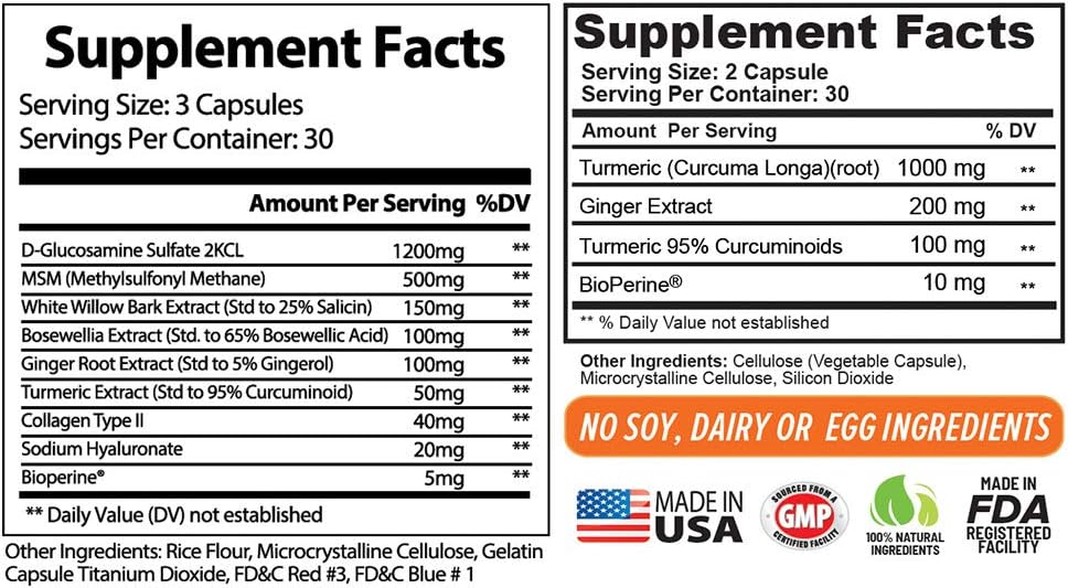 Vivaflex Plus Turmeric Curcumin & Ginger Combo Pack - Supports Joint & Knee Relief - 30 Day Supply