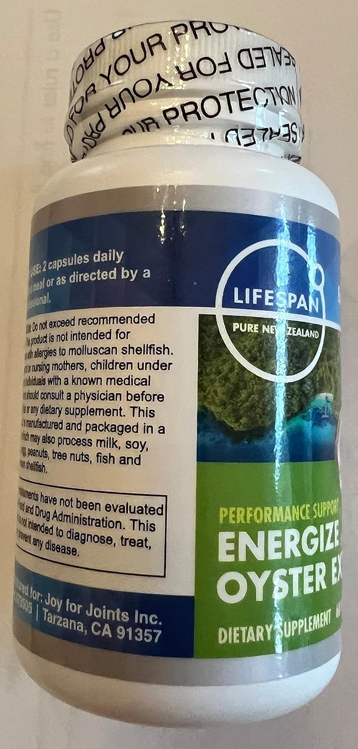 VIVALIFER New Zealand Energize Oyster Extract Capsules - Joint Support with Zinc, Vitamin D, Amino Acids, Immune Boost, Anti-Aging, 500mg