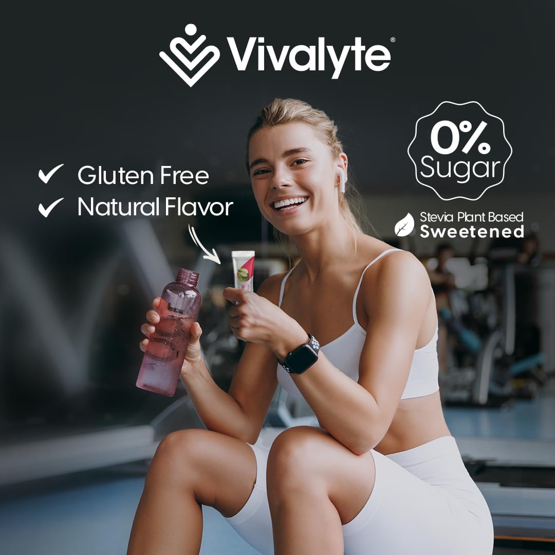 Vivalyte Electrolyte Powder Packets - 20 Count | Sugar-Free Hydration with Stevia | Natural Sodium, Potassium, Magnesium for Energy & Recovery