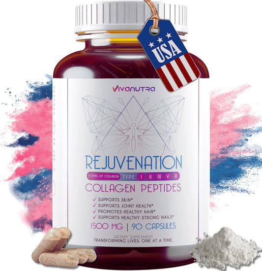 VIVANUTRA Collagen Protein Complex Capsules - 1800mg Hydrolyzed Pills for Women with Bovine & Marine Fish Collagen - Colageno Para Mujeres