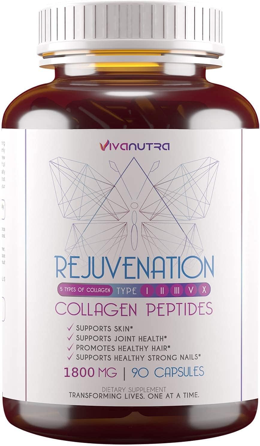 VIVANUTRA Collagen Protein Complex Capsules - 1800mg Hydrolyzed Pills for Women with Bovine & Marine Fish Collagen - Colageno Para Mujeres