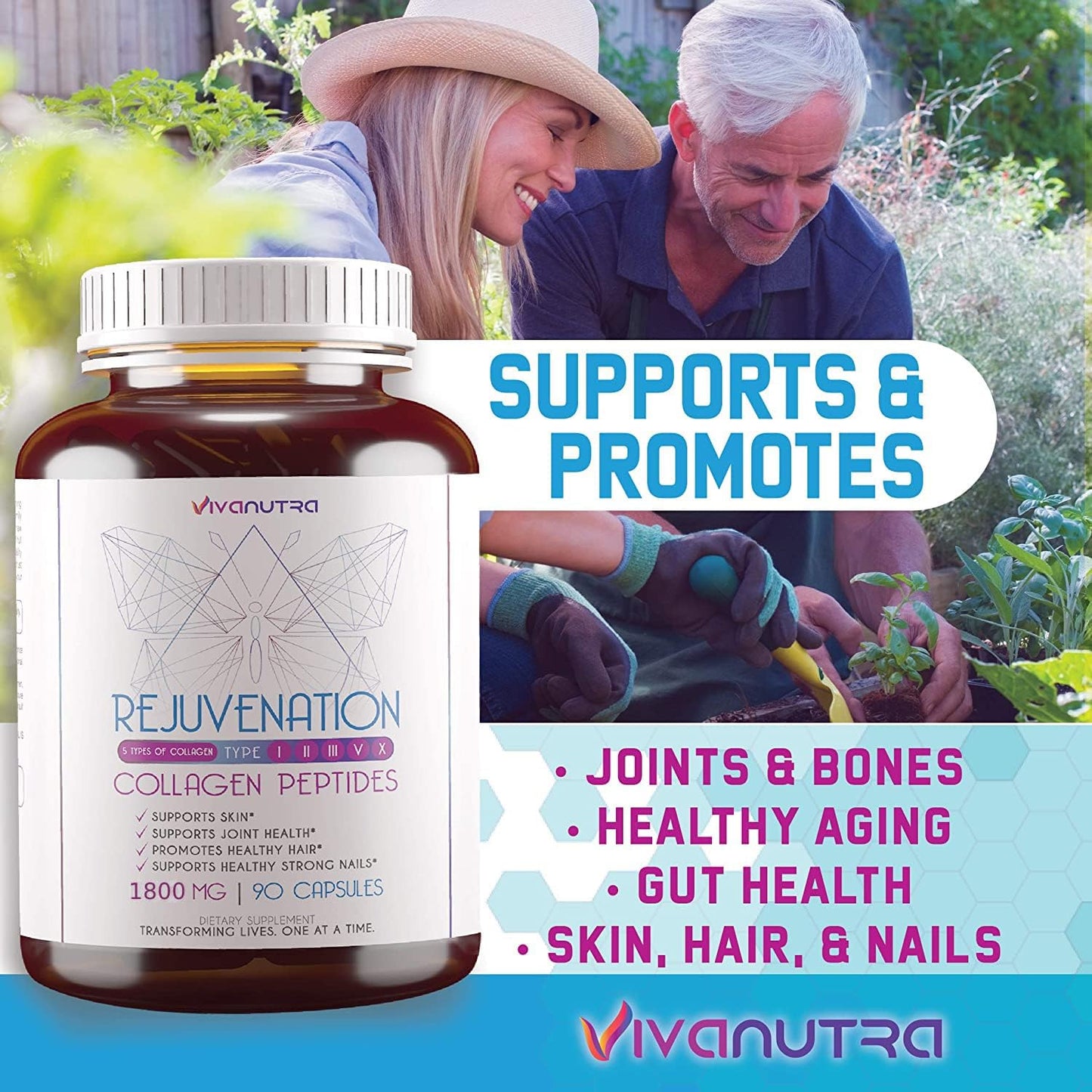 VIVANUTRA Collagen Protein Complex Capsules - 1800mg Hydrolyzed Pills for Women with Bovine & Marine Fish Collagen - Colageno Para Mujeres