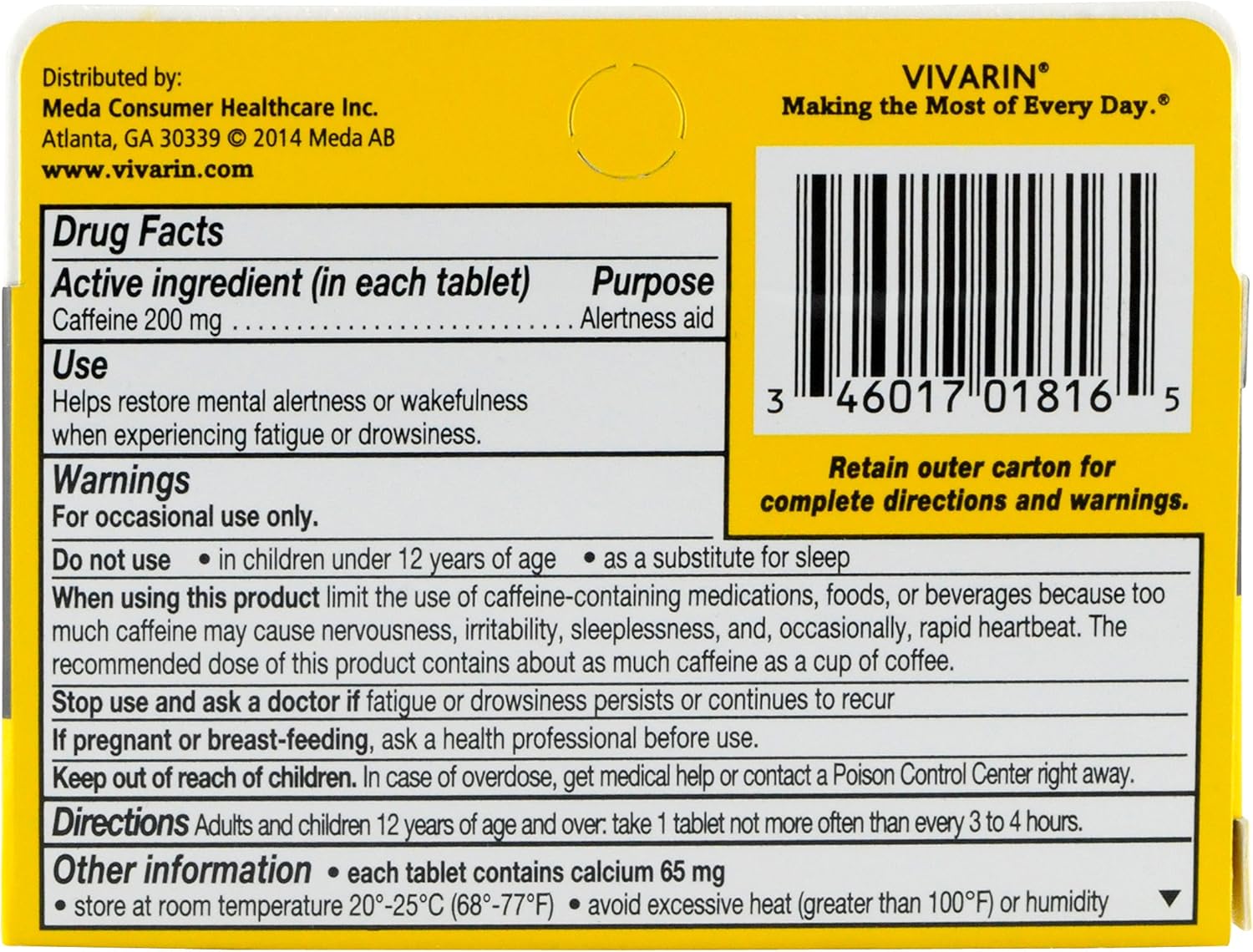 Vivarin Alertness Aid Tablets - 96 Tablets Total