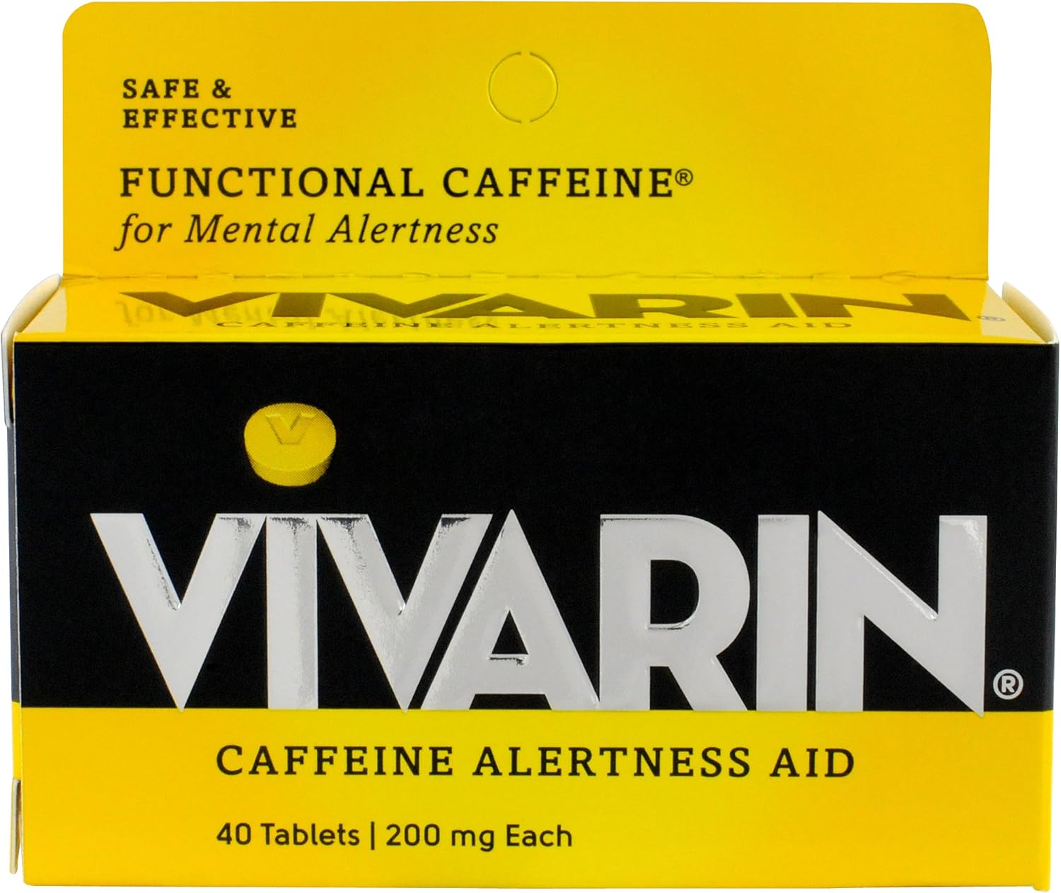 Vivarin Caffeine Alertness Aid Tablets, 40 ea x 2-Pack for Increased Energy and Focus