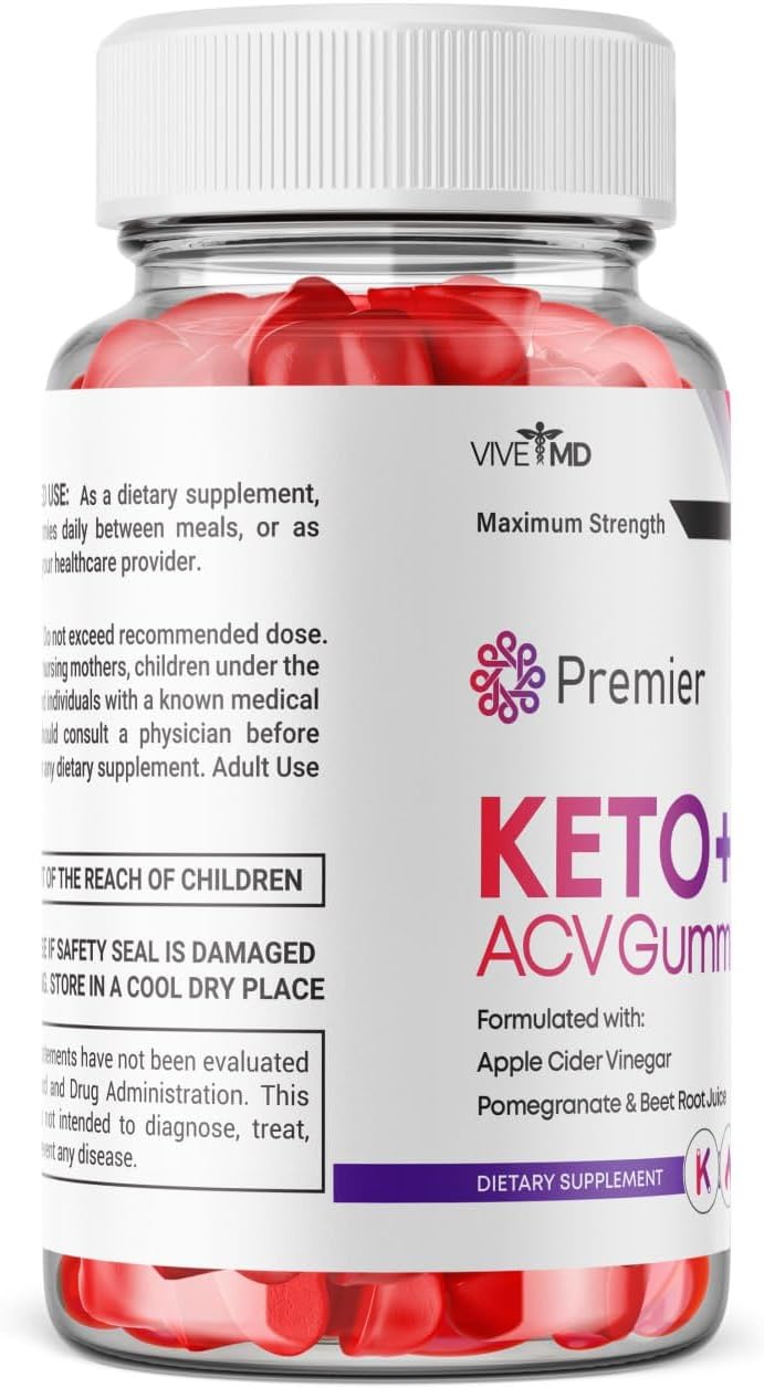 VIVE MD Premier Keto ACV Gummies - Maximum Strength Formula with Apple Cider Vinegar 1000MG, Vitamin B12, Folate, Beet Root - 2 Pack