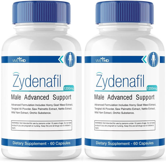 VIVE MD Zydenafil Male Pills 1200mg with Tongkat Ali, Saw Palmetto, Horny Goat Weed - Maximum Strength Formula for Men - 2 Pack Reviews