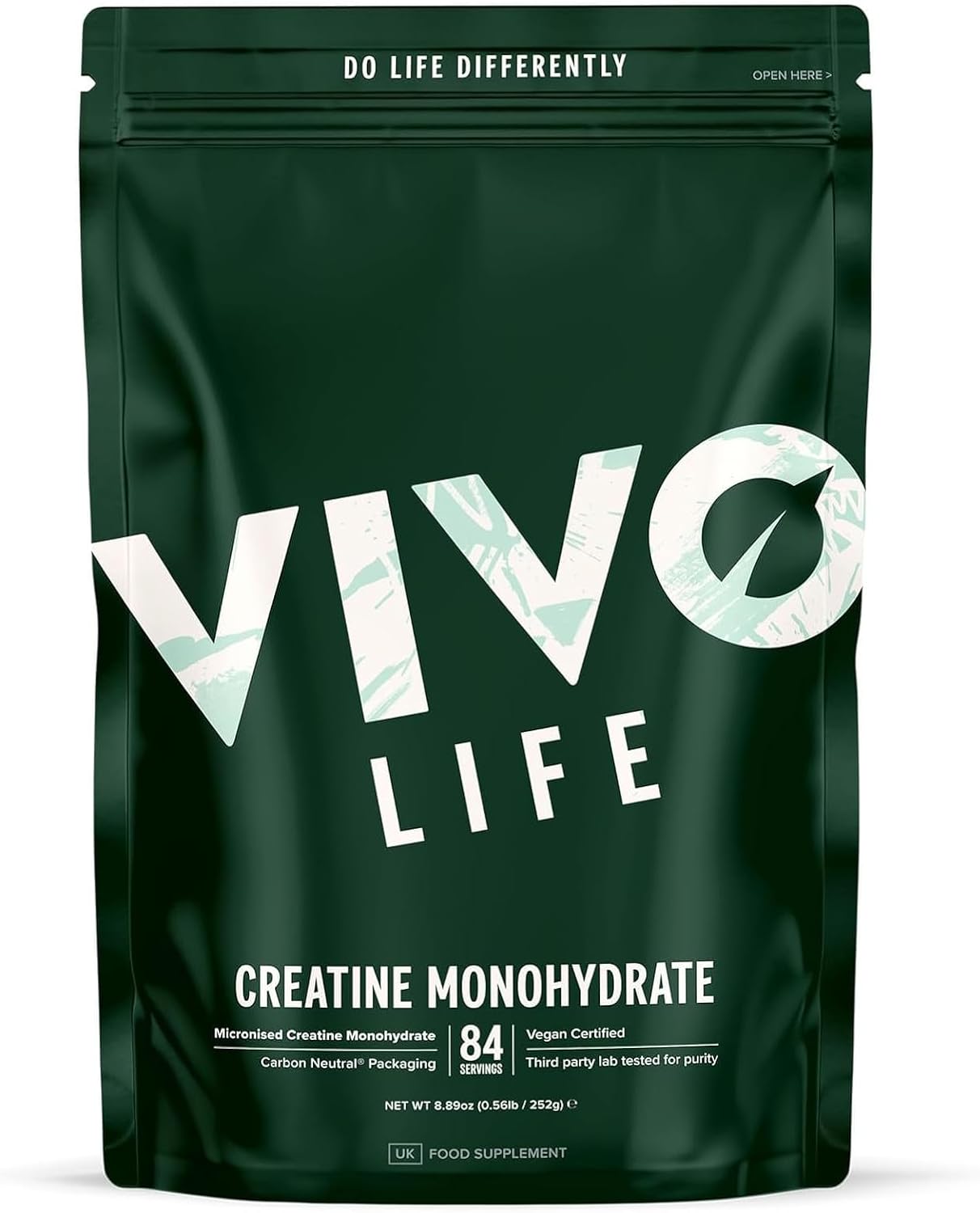 Vivo Life Vegan Creatine Monohydrate Powder - Micronised, Unflavoured (8.8 oz, 84 Servings)
