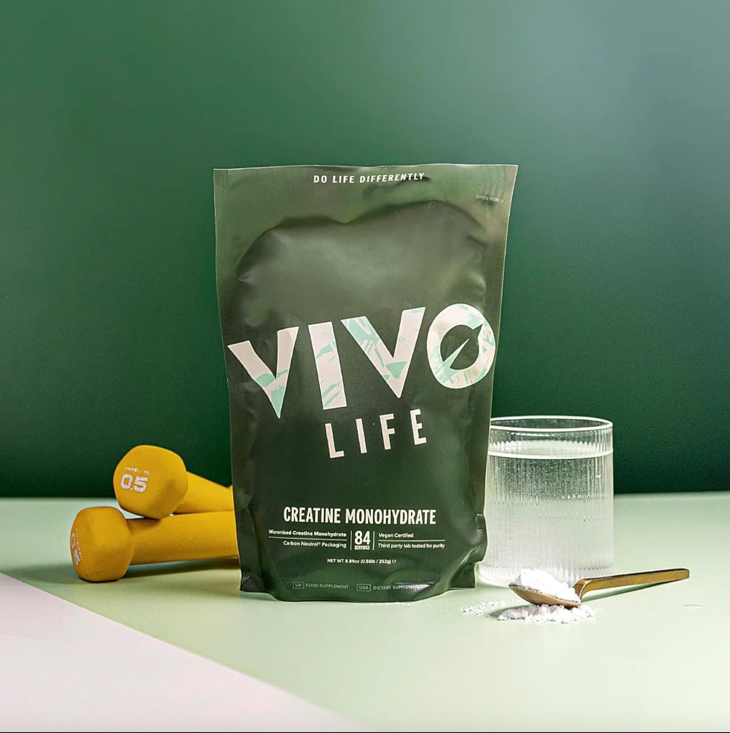 Vivo Life Vegan Creatine Monohydrate Powder - Micronised, Unflavoured (8.8 oz, 84 Servings)