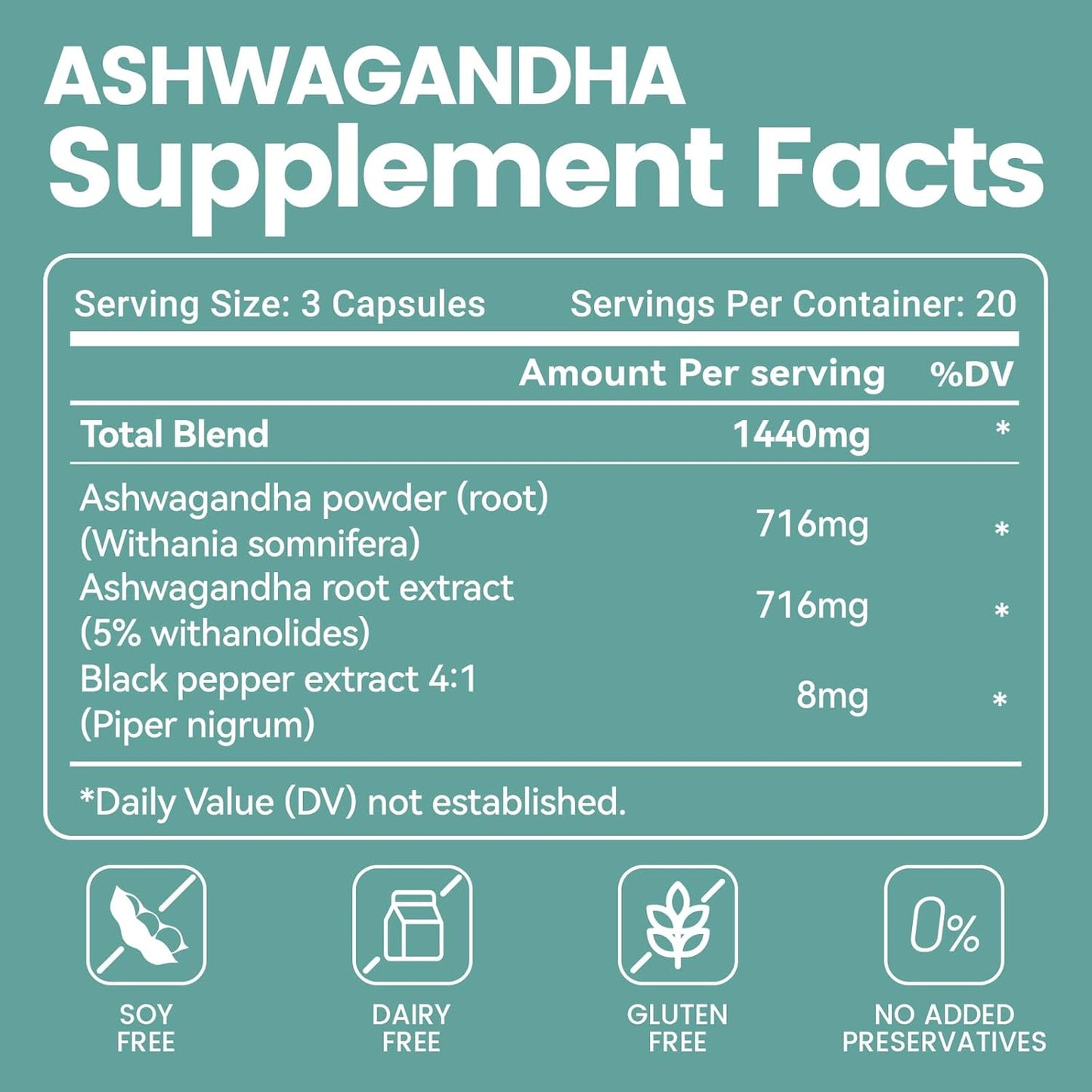 VivoNu Ashwagandha Capsules with KSM-66 & Black Pepper Extract - Stress Relief, Energy Boost, Sleep Support - 60 Count