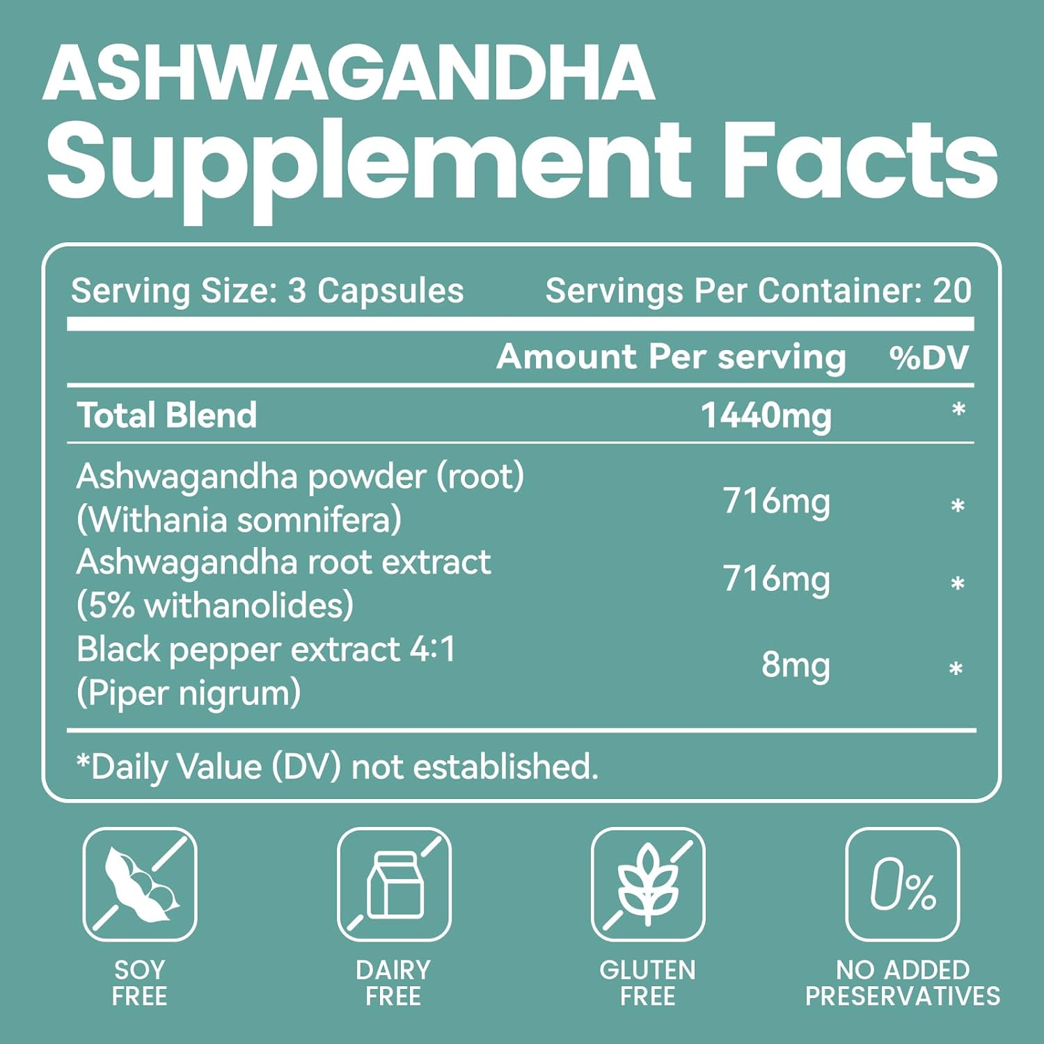 VivoNu Ashwagandha Capsules with KSM-66 & Black Pepper Extract - Stress Relief, Energy Boost, Sleep Support - 60 Count