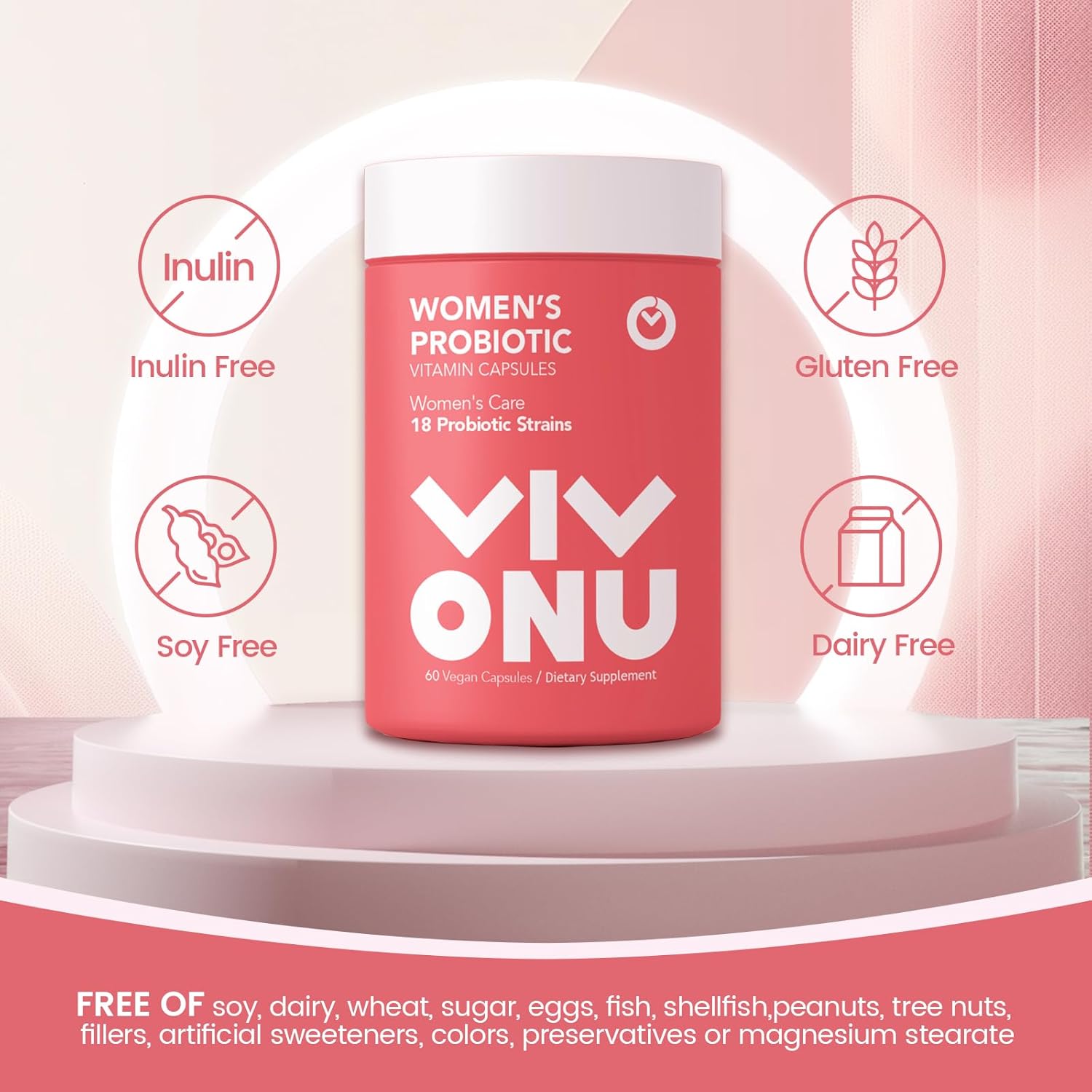 VivoNu Ashwagandha Vegan Capsules with KSM-66 Root Extract for Women - Probiotic Blend with 60 Billion CFUs