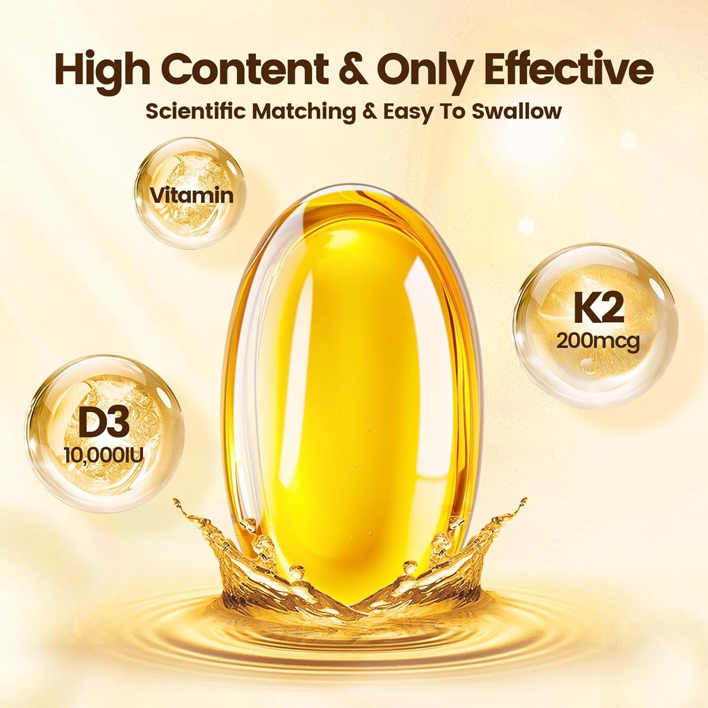 VivoNu Vitamin D3 10000 iu & K2 (MK-7) 200 mcg Softgels - 2 in 1 VIT D & K Complex for Bone and Heart Health, 600 Softgels in 2 Bags