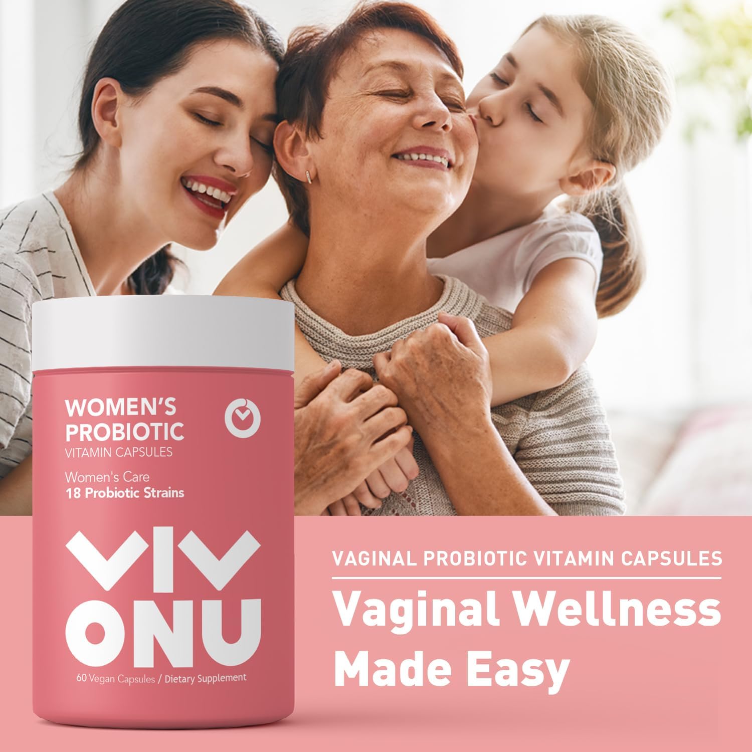 VivoNu Women's Probiotic with Prebiotics, Lactobacillus Blend - 60 Billion CFUs, 18 Strains - Supports Women's Health, Immune System, Digestion, Gut Health, Vaginal Flora - Promotes Healthy Vaginal Odor