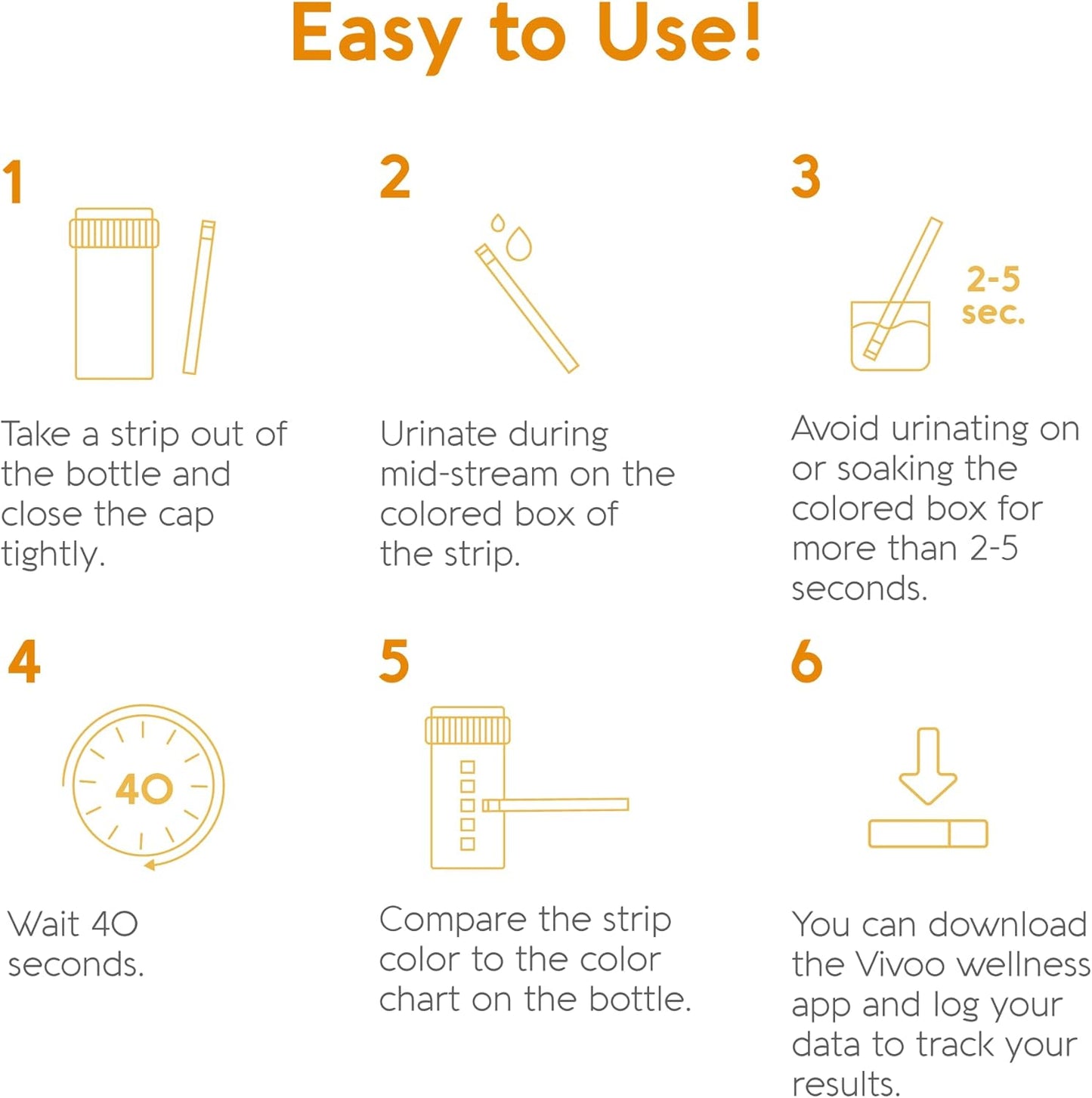 Vivoo Vitamin C Test Strips - Monitor Your Vitamin C Levels Easily at Home! Quick 40-Second Test for Precise Results - 30 Strips
