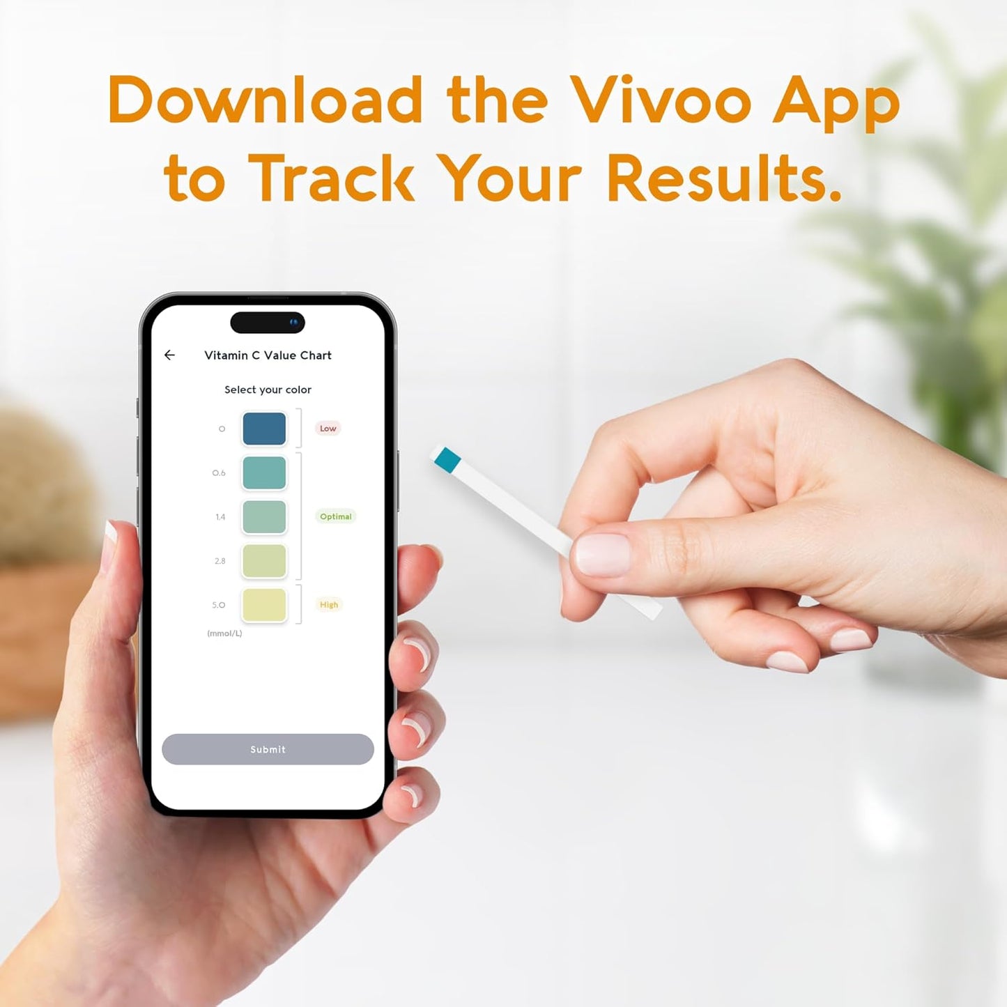 Vivoo Vitamin C Test Strips - Monitor Your Vitamin C Levels Easily at Home! Quick 40-Second Test for Precise Results - 30 Strips