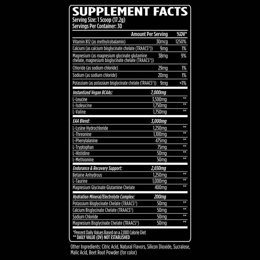 VMI Sports Aminogex Ultra BCAA Powder with Betaine, Glutamine, and Electrolytes for Post Workout Recovery (Miami Vice, 30 Servings)