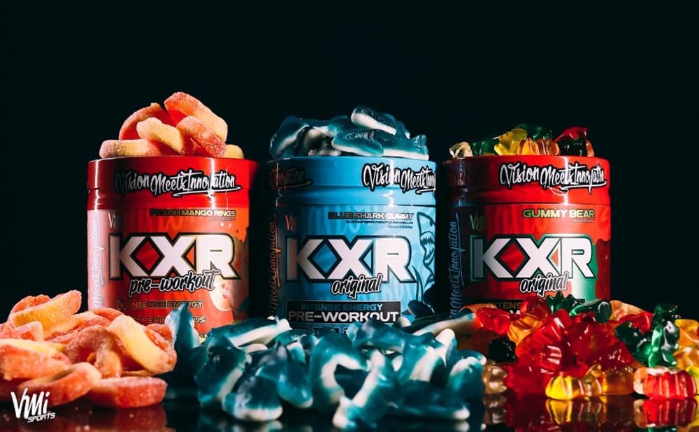 VMI Sports K-XR Peach Mango Rings Pre-Workout Energy Powder - Creatine Free Formula for Enhanced Performance & Endurance - 30 Servings - BoostGo Australia