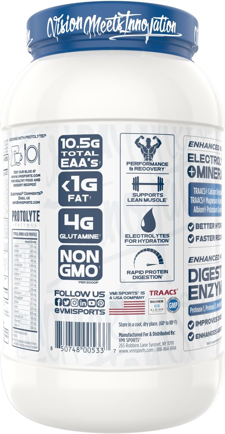 VMI Sports ProtoLyte Whey Isolate Protein Powder - Low Calorie Protein for Slimming Formula & Muscle Gain - Digestive Enzymes - Non-GMO - Vanilla Peanut Butter - 1.6 lbs