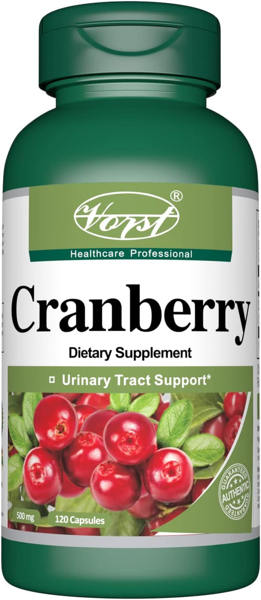 Vorst Cranberry Capsules 120 Count - 500mg with 12:1 Extract Ratio for Urinary Tract and Digestive Health - 6000mg Raw Extract Equivalent