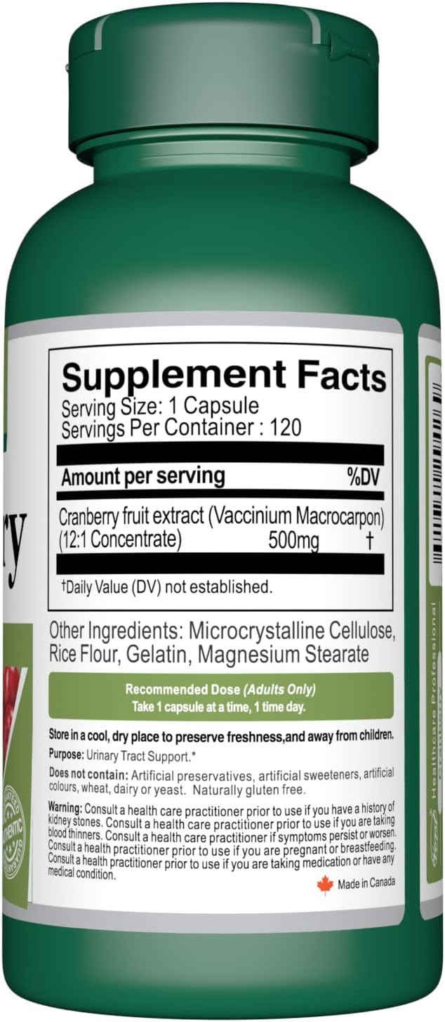 Vorst Cranberry Capsules 120 Count - 500mg with 12:1 Extract Ratio for Urinary Tract and Digestive Health - 6000mg Raw Extract Equivalent