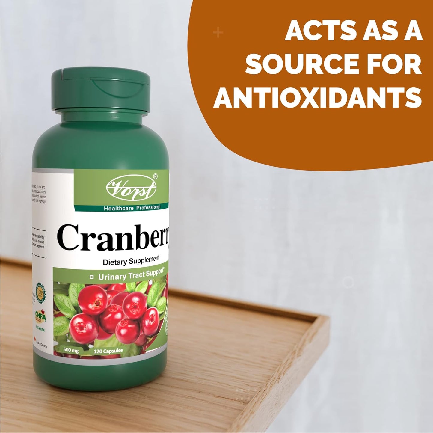 Vorst Cranberry Capsules 120 Count - 500mg with 12:1 Extract Ratio for Urinary Tract and Digestive Health - 6000mg Raw Extract Equivalent