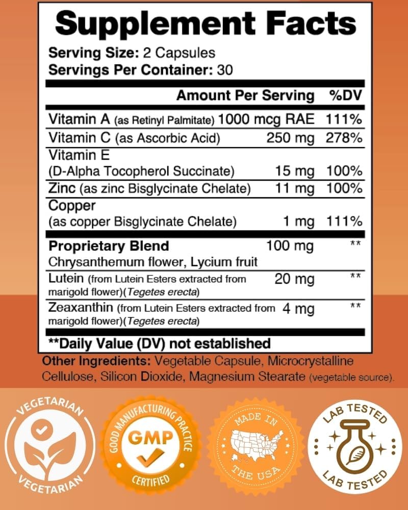 Vytanutra Optic Care Eye Health Supplement with Lutein, Zeaxanthin, Antioxidants, Micronutrients, and Proprietary Herbs - 3 Pack