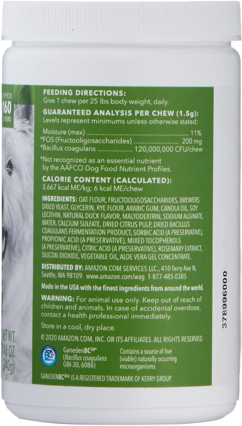 Wag Probiotic Supplement Chews for Dogs - Natural Duck Flavor, 160 Count Pack