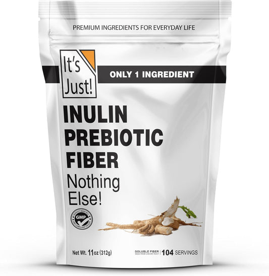 Water Soluble Inulin Prebiotic Fiber Powder from Chicory Root - Promotes Gut Health, Ideal for Smoothies, Vegan/Keto Friendly