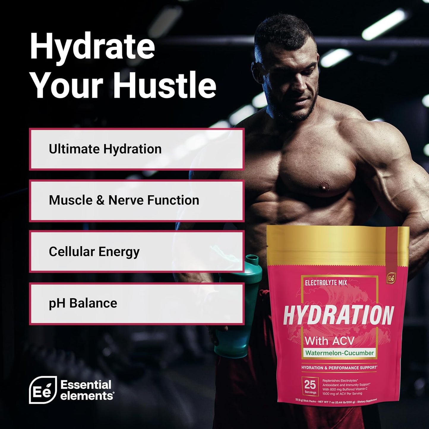 Watermelon Cucumber Electrolytes Powder Packets - 75 Stick Packs with ACV & Vitamin C - Sugar Free Hydration Drink - BoostGo Australia