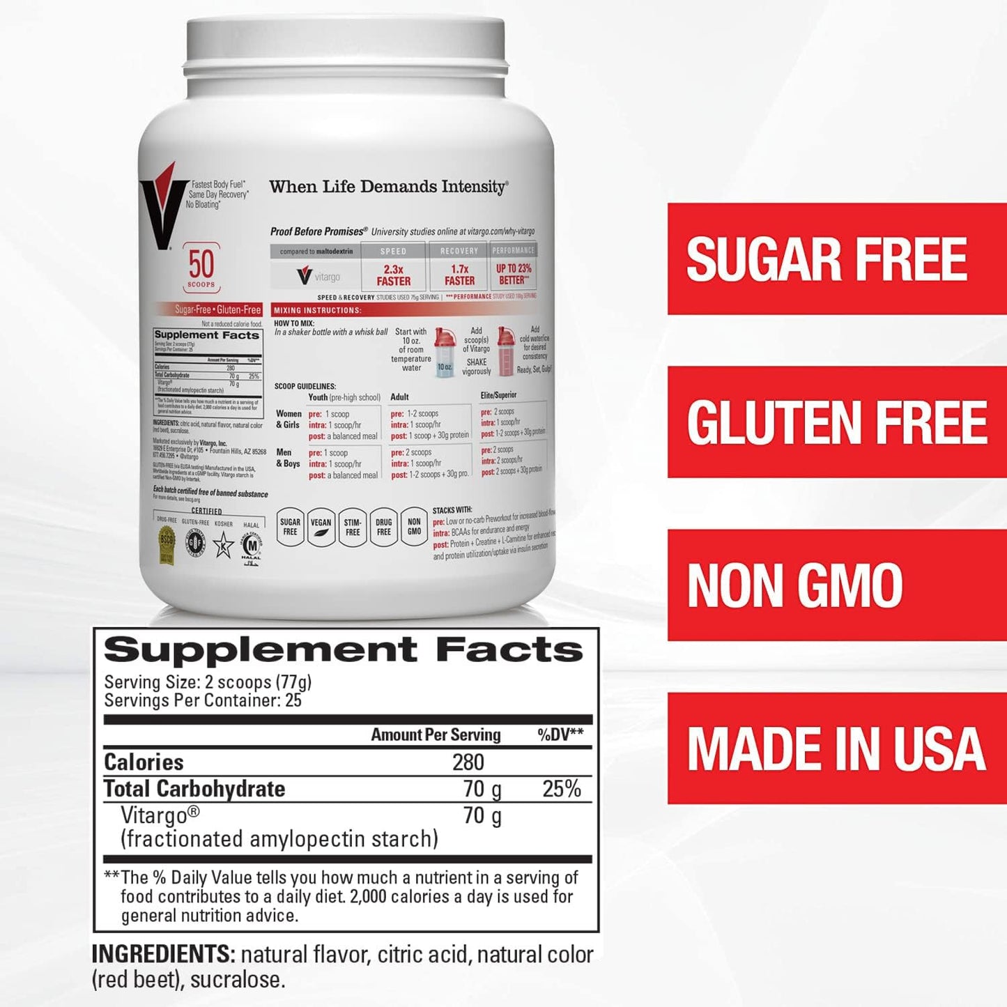 Watermelon Vitargo Carbohydrate Powder: 4.27 LB for Faster Muscle Glycogen Replenishment, Recovery, Endurance, and Muscle Gain