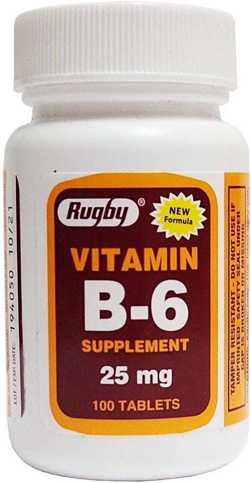 Watson Rugby Vitamin B-6 25 mg Tablets - 100 Count, Pack of 2 - Bulk Savings Available
