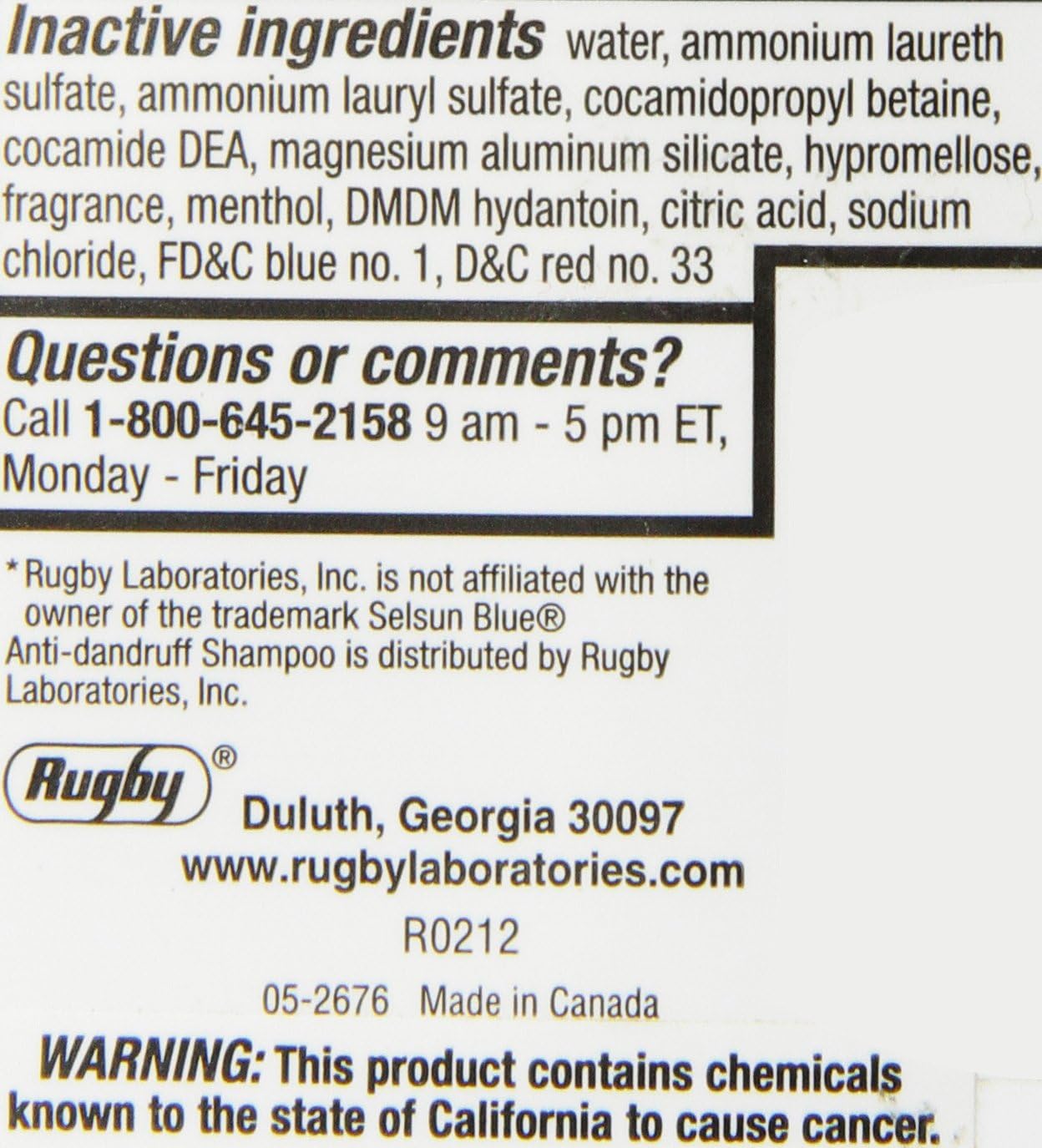 Watson Selenium Shampoo Rugby Division 7 OZ Rug
