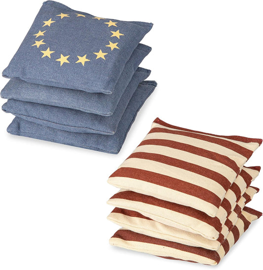 Weather Resistant Regulation Size Cornhole Bean Bags Set of 8 - Duck Cloth - For Corn Hole Game - Includes Carrying Case