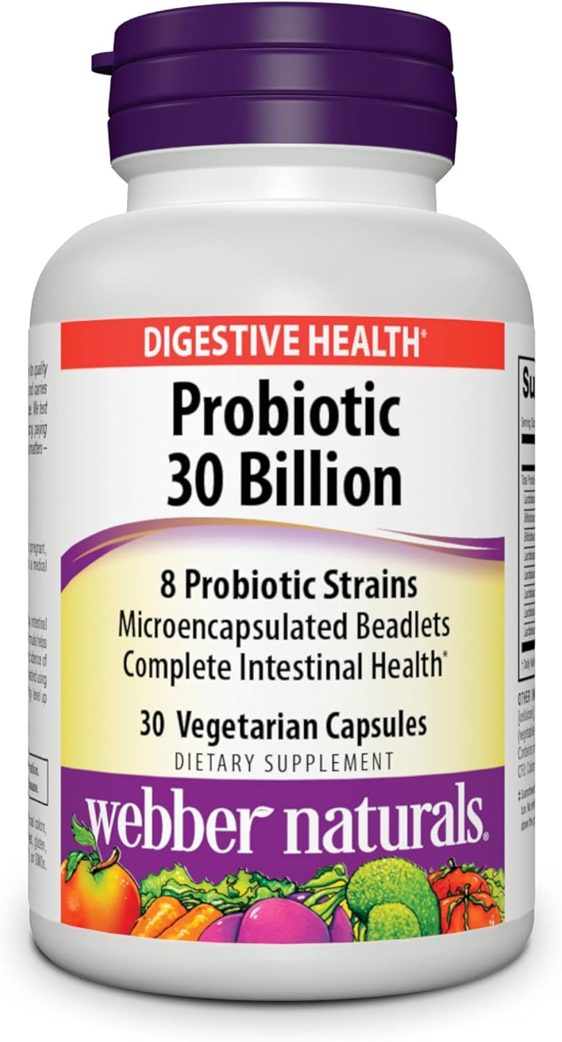 Webber Naturals 30 Billion CFU Probiotics for Men, Women, & Adults - Shelf Stable, 8 Strains, 30 Vegetarian Capsules