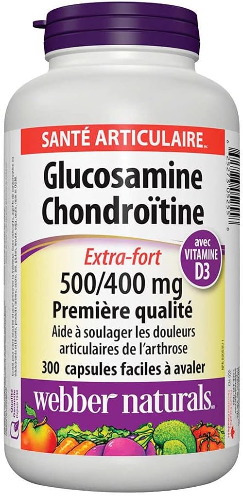 Webber Naturals Glucosamine Chondroitin with Vitamin D3 - 300 Easy Swallow Capsules