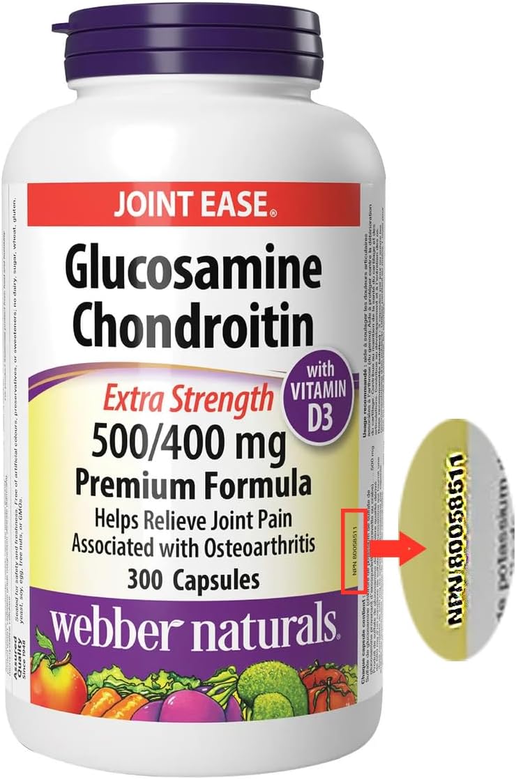 Webber Naturals Glucosamine Chondroitin with Vitamin D3 - 300 Easy Swallow Capsules