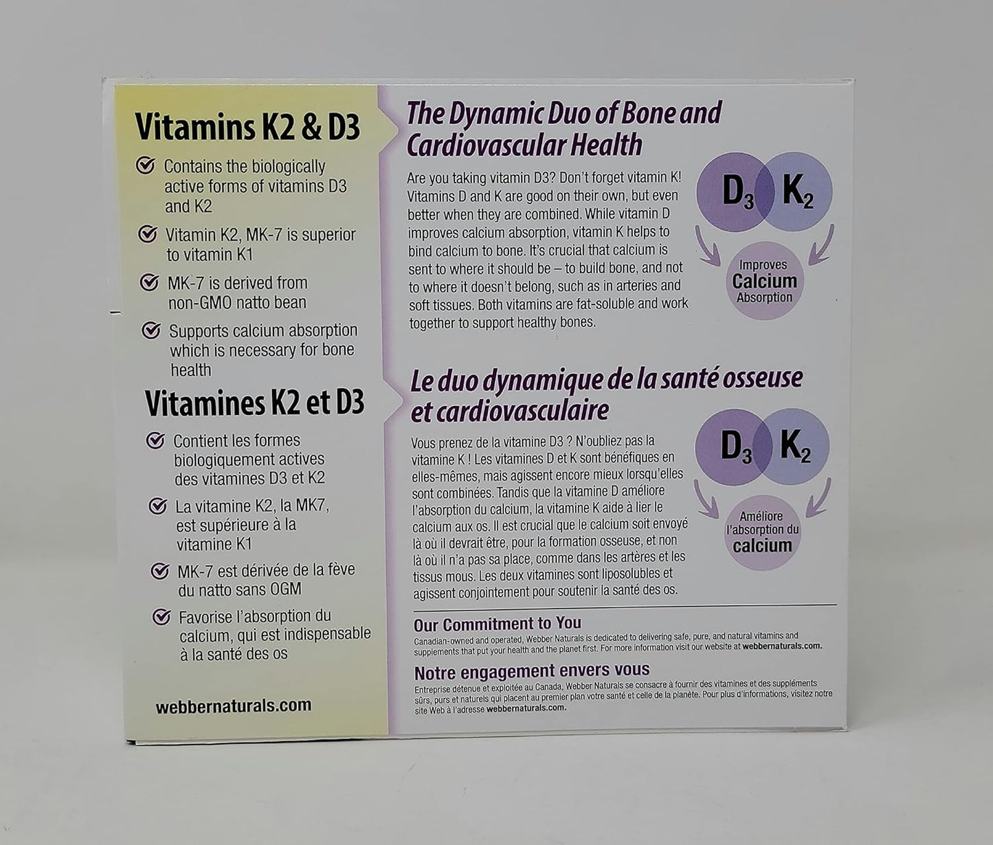 Webber Naturals K2 + D3 120 mcg/1000 IU Softgels for Healthy Immune Support - 220 Count