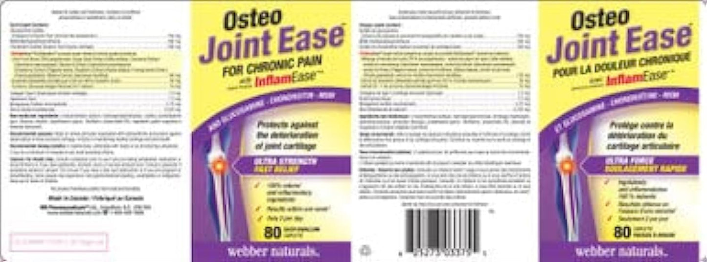 Webber Naturals Osteo Joint Ease™ with InflamEase™, Glucosamine Chondroitin MSM Caplets, 80 Easy-Swallow Tablets