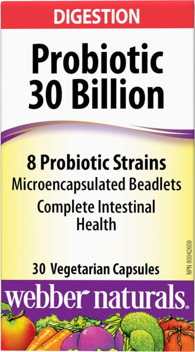 Webber Naturals Probiotic Capsules with 30 Billion CFU and 8 Strains - 30 Count