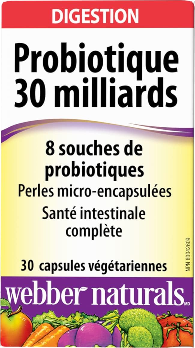 Webber Naturals Probiotic Capsules with 30 Billion CFU and 8 Strains - 30 Count