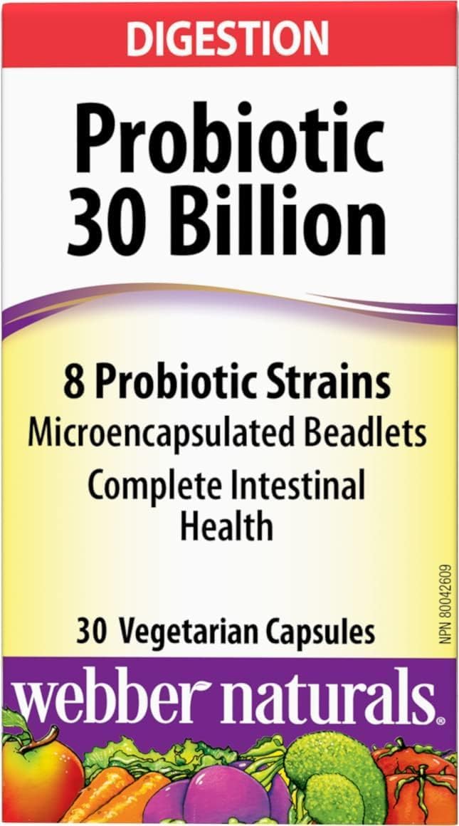 Webber Naturals Probiotic Capsules with 30 Billion CFU and 8 Strains - 30 Count