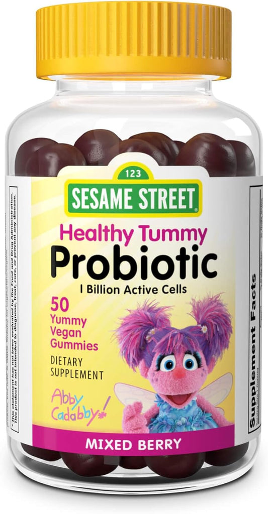 Webber Naturals Sesame Street Probiotic Gummies for Healthy Tummy, 1 Billion Active Cells, Mixed Berry Flavor, 50 Count, Vegan-Friendly