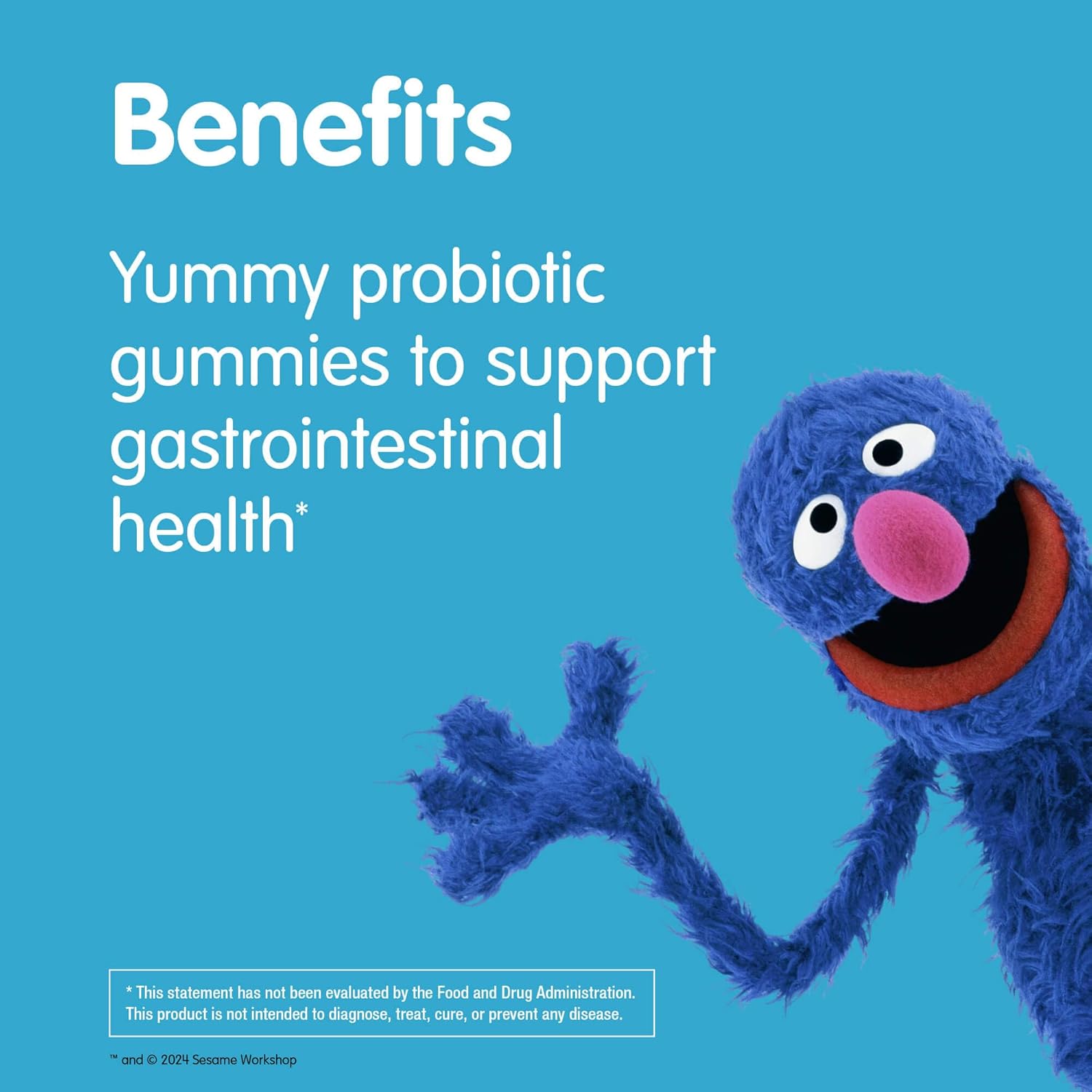 Webber Naturals Sesame Street Probiotic Gummies for Healthy Tummy, 1 Billion Active Cells, Mixed Berry Flavor, 50 Count, Vegan-Friendly