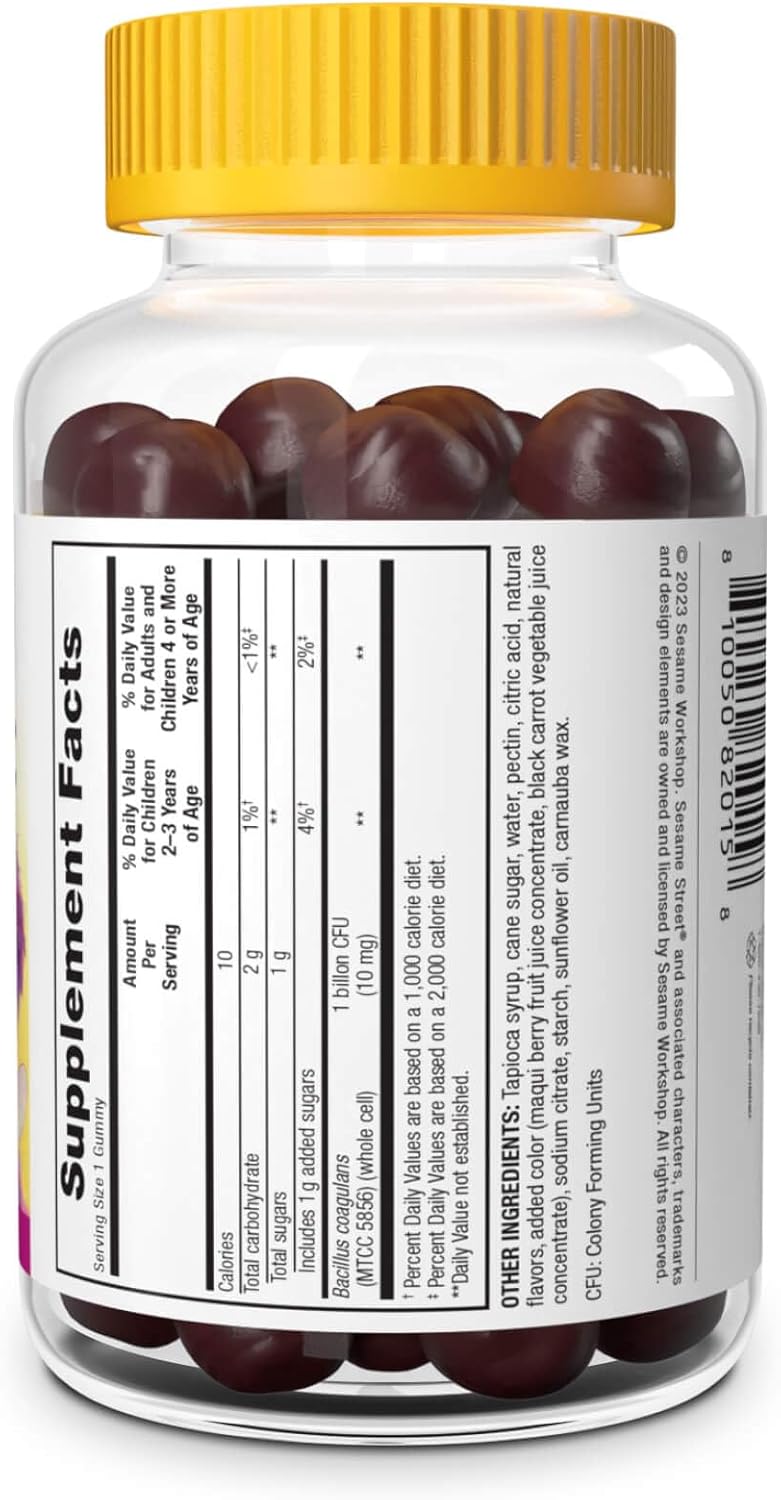 Webber Naturals Sesame Street Probiotic Gummies for Healthy Tummy, 1 Billion Active Cells, Mixed Berry Flavor, 50 Count, Vegan-Friendly