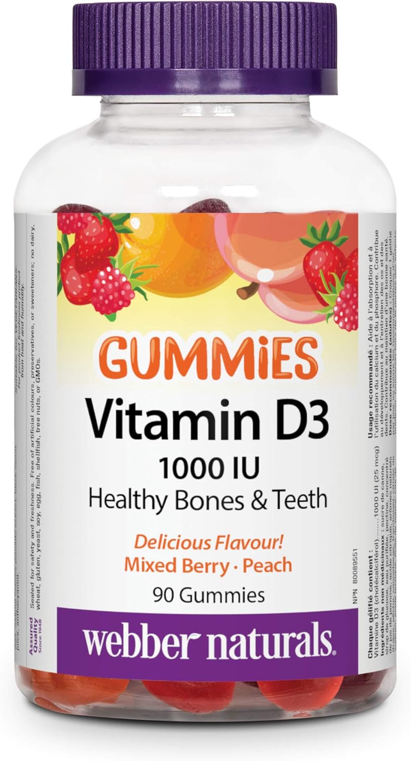 Webber Naturals Vitamin D3 1000 IU 90 Softgels - Immune Support and Bone Health Supplement